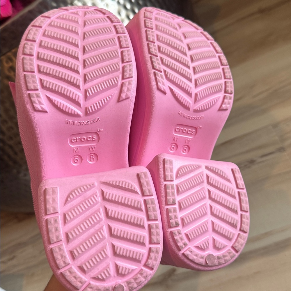 CROCS SIREN BOW CLOG PINK HIGH Puffy Women’s Size 8 - Picture 3 of 5